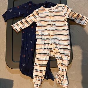 Carter's Navy and Multicolor Striped Footies